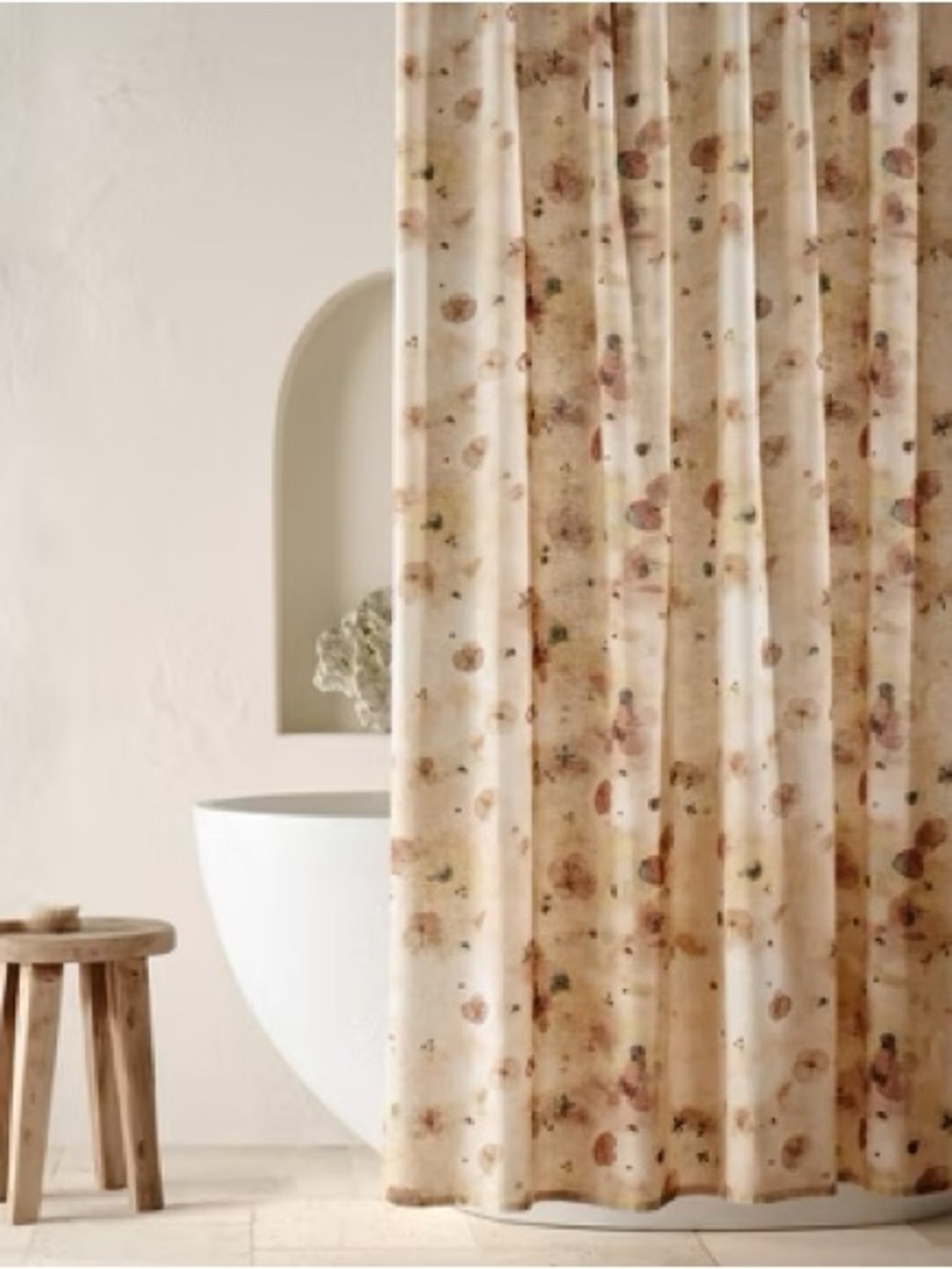 Casaluna Linen Warm Washed Floral Shower Curtain Neutral Earth Tone Boho